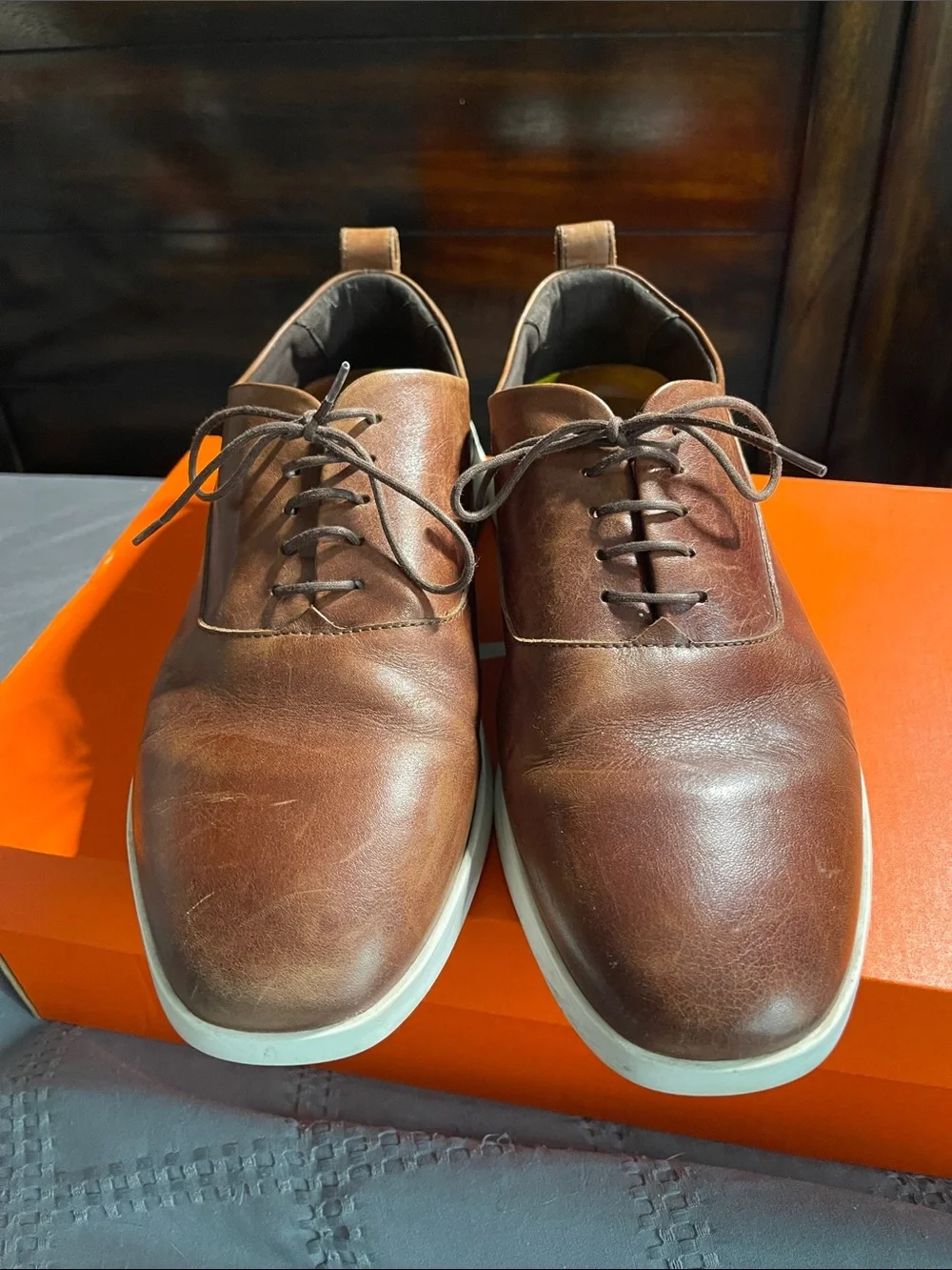 Men's Brown Leather Derby Sneakers - Casual Lace-Up Oxford